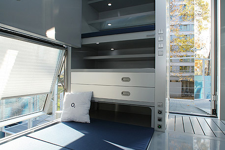 Interior view again. A nice O2 pillow on the sofa/bed.