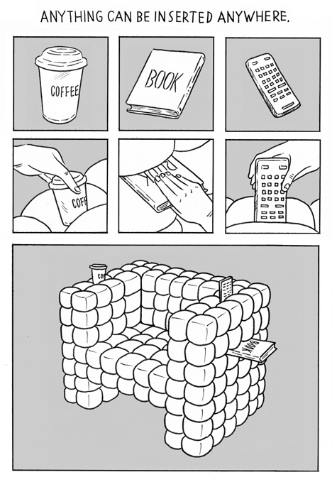 Lost in sofa chair instructions: Anything can be inserted anywhere